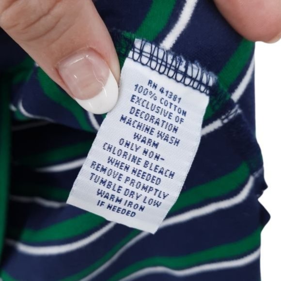 VTG 90s Polo Ralph Lauren Blue Green Stripe Custom Fit Short Sleeve Polo Size XL - Picture 7 of 9